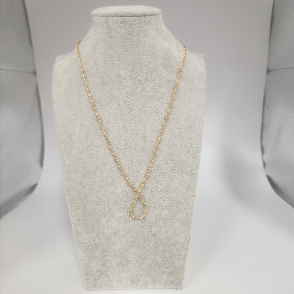 14k Yellow Gold Diamond-Cut Rope Chain Necklace Twisted Textured Design 18" - Picture 7 of 8